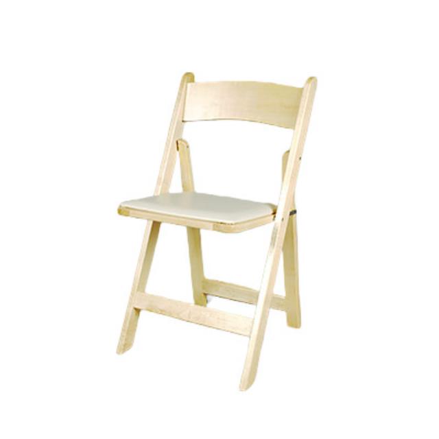 Rental store for folding wood chair natural w padded seat in the San Jose metro area