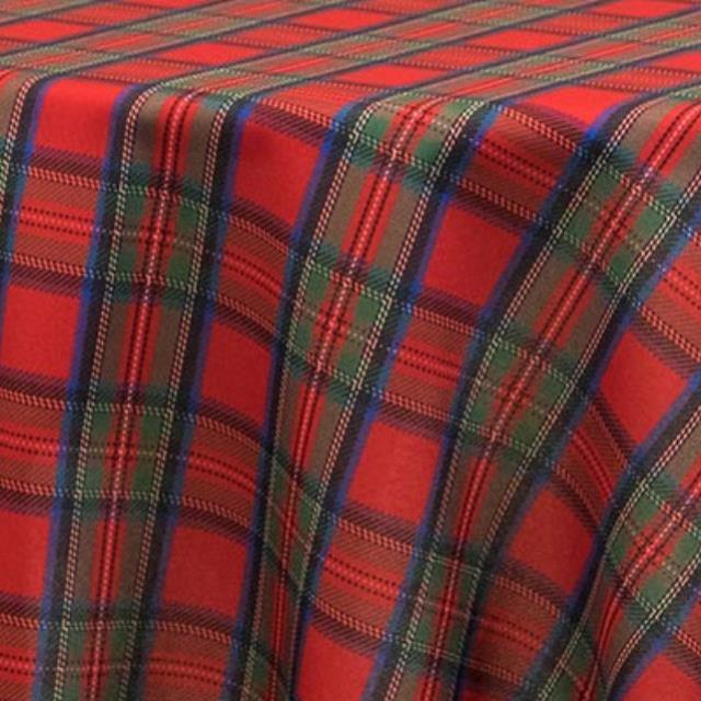 Rental store for 72 inch square christmas plaid print linen in the San Jose metro area