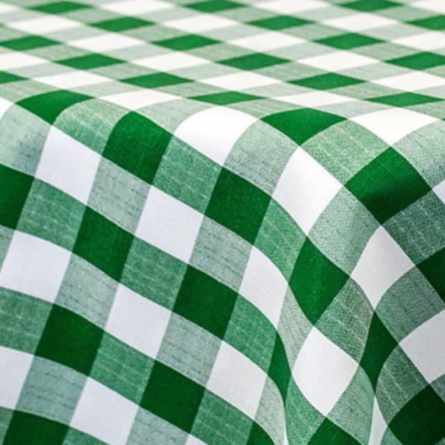 Rental store for 108 inch round checks green linen w umb slit in the San Jose metro area