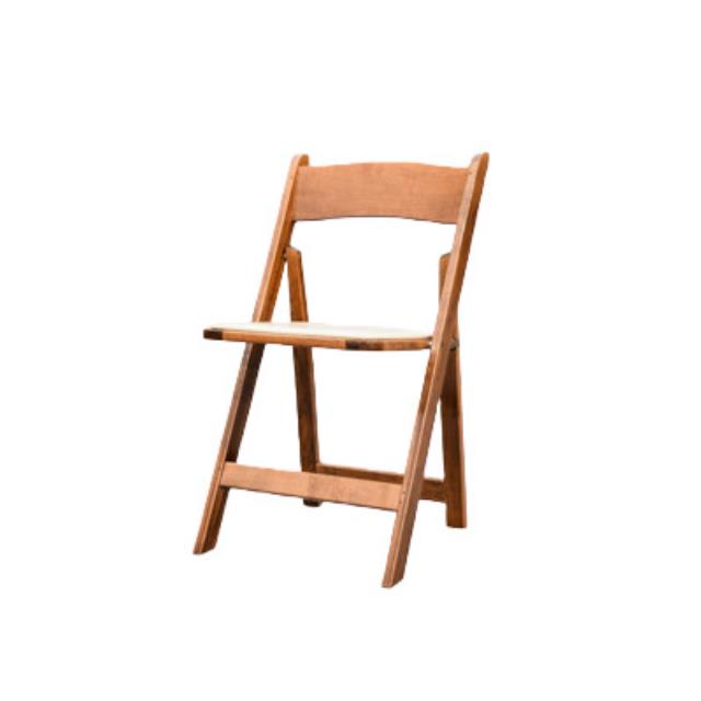 Rental store for folding wood chair walnut w padded seat in the San Jose metro area