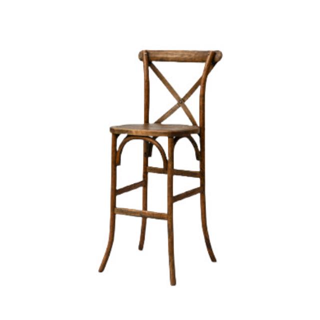 Rental store for barstool crossback antique brown in the San Jose metro area