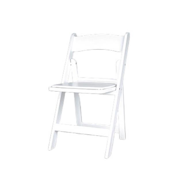 Rental store for folding resin chair white w padded seat in the San Jose metro area